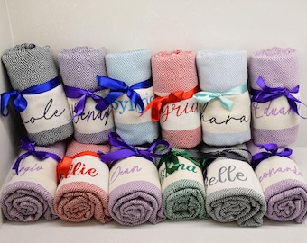 Personalized Beach Towel, Personalized Gifts, Embroidery Towel, Gift for Her,Home Gifts, Home Decor, Turkish Towel, Bachelorette Party Favor