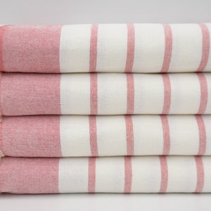 Turkish Towel,Terry Towel,Towels,40&quot;x67&quot;,Red Striped Towel,Turkish Peshtemal,Bohemian Towel,Hammam Towel,Soft Towel,Bath Towel,B7-kolon