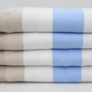 Turkish Peshtemal,Turkish Towel,Bath Towel,Terry Towel,Beach Towel,36&quot;x67&quot;,Blue And Beige Towel,Personalized Towel,Designer Towel,K2-Terry