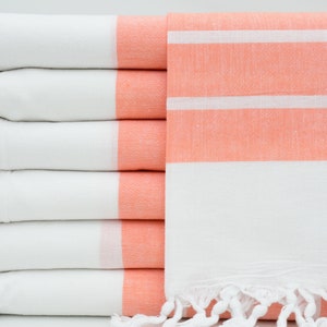 Cotton Towel,Turkish Towel,Bulk Towel,Turkish Peshtemal,Bathroom Towel,32&quot;x70&quot;,Anatolian Towel,Orange Towel,Handmade Towel,K2-Sefer