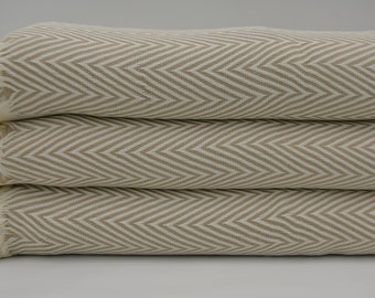 Coperta turca, copriletto turco, coperta 100% cotone, coperta beige, 73"x97", coperta geometrica, asciugamano turco, coperta turca a spina di pesce, M2