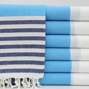 Turkish Towel,Turkish Peshtemal,Bachelor Towel Gift,Wholesale Towel,Hammam Towel,Peshtemals,40"x70",Turquoise And Navy Blue Yowel,K2-Marin