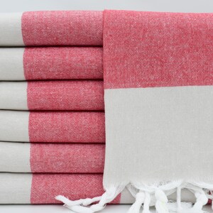 Wedding Gift Towel,Turkish Towel,Turkish Peshtemal,Bulk Towel,Home Decor,32&quot;x70&quot;,Gray And Red Towel,Beach Towel,Personalized Towel,K2-Kolon