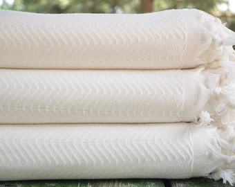 White  Blanket,Turkish Peshtemal,Bed Cover,Turkish Towel,Cotton Blanket,Throw,Cover,82"x91",Bed Rug,King Size,B3-damlaB