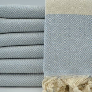 Serviette de bain bleu bébé, peshtemal de bain, piscine, peshtemal de plage, serviette turque, serviette en diamant, serviette, peshtemal en coton, 40 x 70 po., peshtemal, M1-elmas