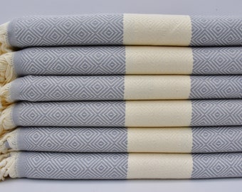 Peshtemals,Turkish Towel,Dark Gray Towel,Diamond Pattern Towel,Bath Towel,40"x67",Turkish Peshtemal,Massage Towel,Gift Peshtemal,B1-Elmas