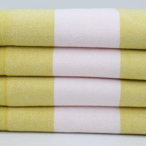 Peshtemal Towel,Turkish Towel,Terry Towel,Hotel Towel,Wedding Towel,36&quot;x67&quot;,Mustard And Light Pink Towel,Bath Towel,Beach Towel,K2-KolonT
