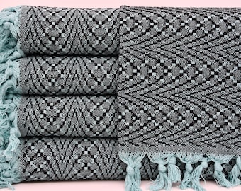 Turkish Blanket,Turkish Throws,Wholesale Blanket,Throw Blanket,79"x91",Turkish Bedspread,Mint Blanket,Handwoven Blanket,B3-DalgalıB