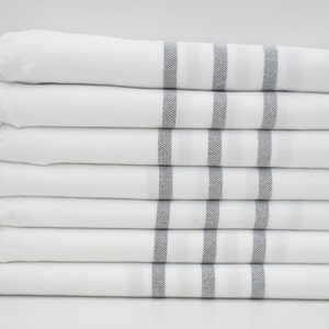 Turkse handdoek, witte handdoek, Turkse handdoeken, 40 x 70 inch, spahanddoek, strandhanddoek, donkermarineblauw gestreepte handdoek, katoenen handdoek, katoenen handdoek, B1-3
