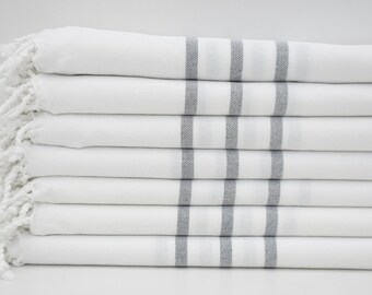 Turkish Towel,White Towel,Turkish Towels,40"x70",Spa Towel,Beach Towel,Dark Navy Blue Striped Towel,Peshtemal,Cotton Towel,B1-3 çizgi