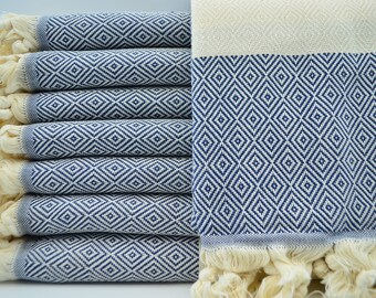 Navy Blue Towel,Turkish Towel,Diamond Towel,Dcoratve Towel,40"x70",Peshtemal Towel,Turkish Bath Towel,Handmade Towel,Peshtemal,M1-elmas