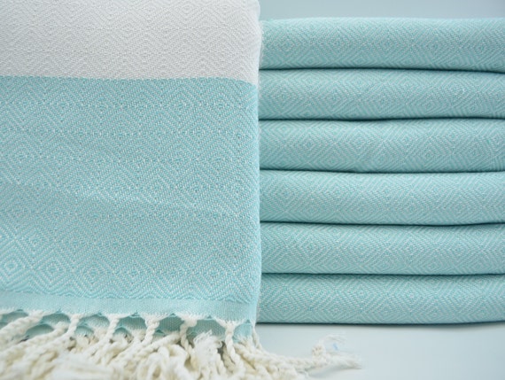 mint green towels