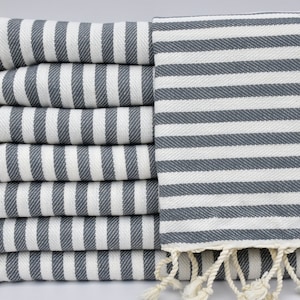 Gray Striped Turkish Hand Towel,Handmade Head Towel,24&quot;x40&quot;Hand Towel,Face Towel,Dish Towel,Kitchen Towel,Tea Towel,Turkish Towel,K2-akasyaH