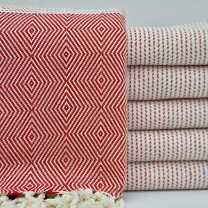 Turkish Towel,Bath towel,Hammam Peshtemal,Turkish Peshtemal,Big Diamond Towel,40&quot;x70&quot;,Handmade Towel,Wholesale Towel,Red Towel,B1-asya