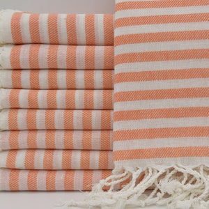 Turkish Towel,Beach Towel,Striped Towel,Turkish Peshtemal,Wholesale Towel,40"x67",Turkey Towel,Orange Towel,B2-akasya