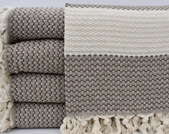 Soft Blanket,Patterned Blanket,Brown Blanket,Turkish Blanket,79"x87",Turkish Bedspread,Turkish Throw,Handmade Blanket,Gift Blanket,B3-HasırB