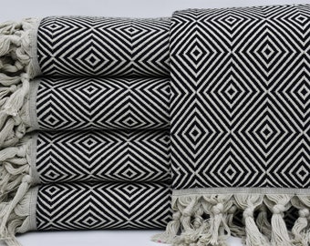 Handmade Bedspread,Turkish Blanket,Turkish Bedspread,Home Decor,Throws And Blankets,65"x87",Black Blanket,Decorative Sofa Cover,K2-BaklavaB