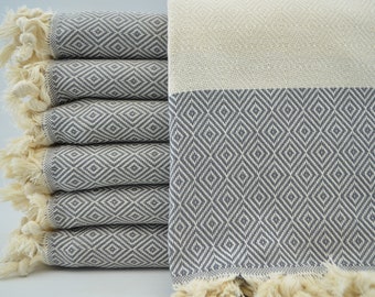 Gray Diamond Towel,Aztec Towel,Geometric Towel,40"x70",Towel,Ultra Soft Towel,Cotton Towel,Turkish Towel,Peshtemal,Bath Peshtemal,M1-elmas
