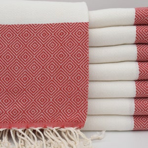 Red Diamond Towel,Bridesmaid Towel,Turkey Towel,Peshtemal Towel,Beach Towel,Bath Towel,Turkish Towel,40&quot;x70&quot;,Turkish Peshtemal,B2-elmas