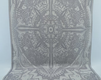Compass Patterned Towel,100x180cm,Turkish Towel,Peshtemal,40"x70",Gray Towel,Turkiah Peshtemal,Turkish Bath Towel,Soft Towel,K1-pusula