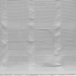 May include: A gray waffle weave throw blanket with a fringe border.