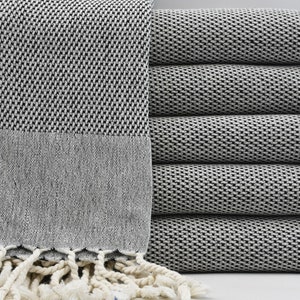 Toalha preta, toalha de praia turca, toalha turca, 38&quot;x67&quot;, peshtemal turco, toalha feita à mão, toalha de hammam, toalha peshtemal, toalha macia, K2-çiftyüz