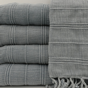 Beach Towel,Stone Washed Towel,Gray Peshtemal,33"x65",Turkish Towel,Turkish Peshtemal,Sauna Towel,Soft Towel,Hammam Towel,M2-mikro1