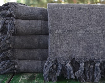 Stone Washed Towel,Turkish Peshtemal,34"x67",Bath Towel,Bath Towel,Dark Gray Towel,Turkish Towel,Boho Towel,Beach Towel,Soft Towel,K2-taş