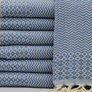 Herringbone and Diamond Desing Towel,Light Blue Towel,Turkish Towel,38&quot;x70&quot;,Turkish Peshtemal,Soft Towel,Turkish Bath Towel,B1-kedigözü