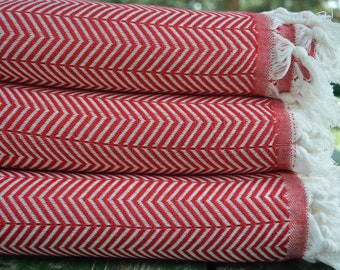 Bed Cover,Turkish Towel,Throw Blanket,Large Blanket,Sofa Cover,Bed Rug,200cmx225cm,Red Blanket,Turkish Pestemal,Cover,79"x89",B3-damlaB