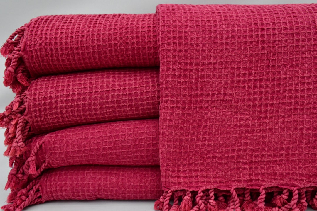 Turkish Blanket,fuchsia Blanket,bed Throw Blanket,waffle Blanket,stone