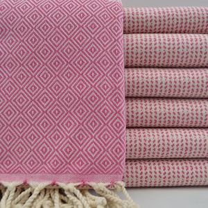 Turkish Towel,Diamond Towel,Pink Towel,Handmade Towel,40&quot;x67&quot;,Turkish Peshtemal,Peshtemal Towel,Aztec Towel,Turkish Bath Towel,B4-damla