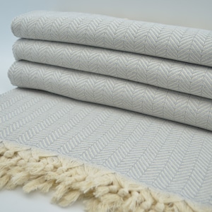 Light Gray Blanket,Sofa Cover,Herringbone Blanket,King Size Throw,75&quot;x91&quot; Beach Throw,Throw Blanket,Bed Cover,Soft Blanket,B3-damlaN