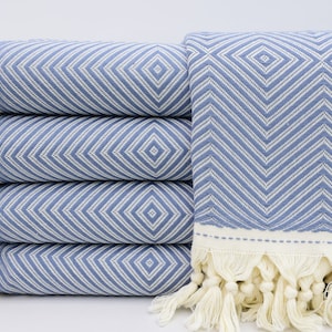 Turkish Throw,Bedspread Blanket,Medium Blue  Blanket,Throw Blanket,83&#39;&#39;x95&#39;&#39;Turkish Blanket,Bed Throw Blanket,Sofa Blanket,BD-elmasB