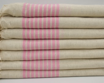 Pink Striped Linen Towel,Turkish Peshtemal,Peshtemal,Bath Towel,Beach Peshtemal,Spa Towel,Towel,Turkish Towel,Peshtemal 40"x70",B1-dokuz