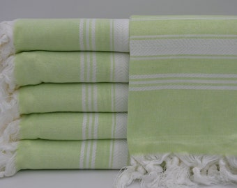 Peshtemal Towel,Light Green Towel,Turkish Towel,Turkish Peshtemal,Cotton Towel,Fouta,40"x67",Beach Towel,Bath Towel,K3-balıksırtı