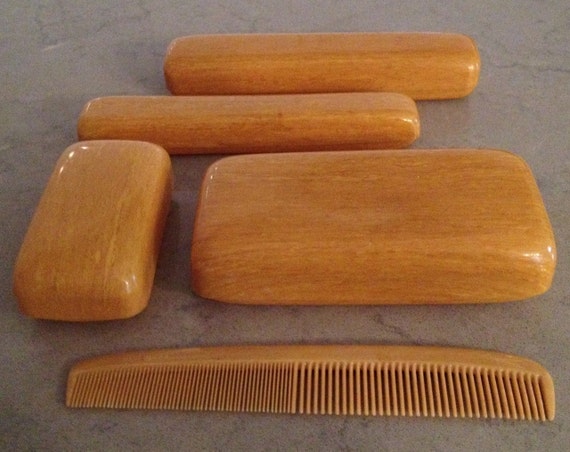 Vintage Men S Celluloide Plastic Covered Boxes And Comb Etsy