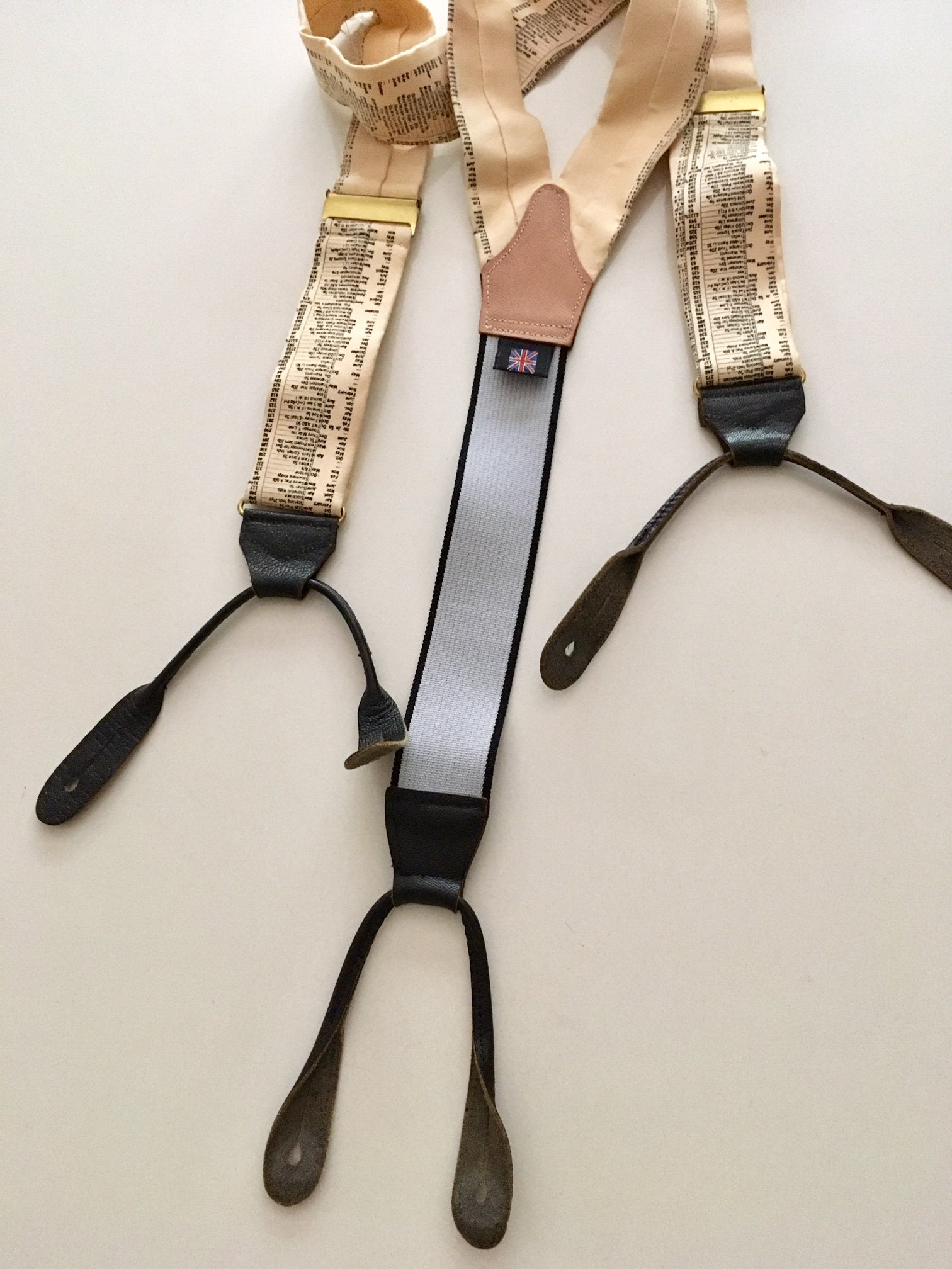ALBERT THURSTON Moiré Trenza negra tirantes con accesorios plateados Accesorios Cinturones y tirantes Tirantes 