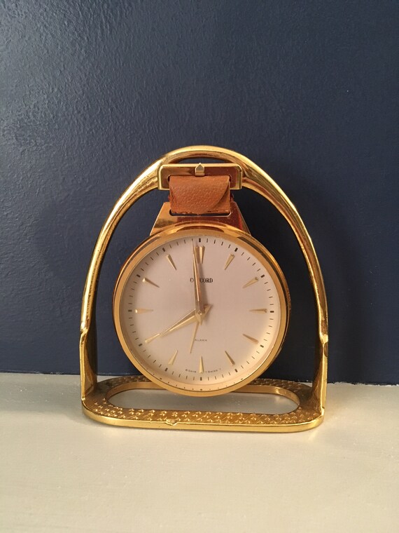 Concord Equestrian Stirrup Swiss Movement 8 Days Key Wind Concord Equestrian Stirrup Swiss, Key Wind Alarm Clock