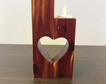 Wood Heart Shape Candle Holders