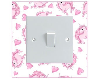 Pink Unicorns Pattern Electrical Light Switch Surround Printed Vinyl Sticker Decal