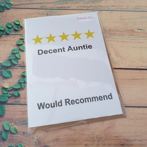 Auntie Birthday Card - Decent Auntie Would Recommend - Fun Cute Novelty Greetings Card Sadnick Gifts