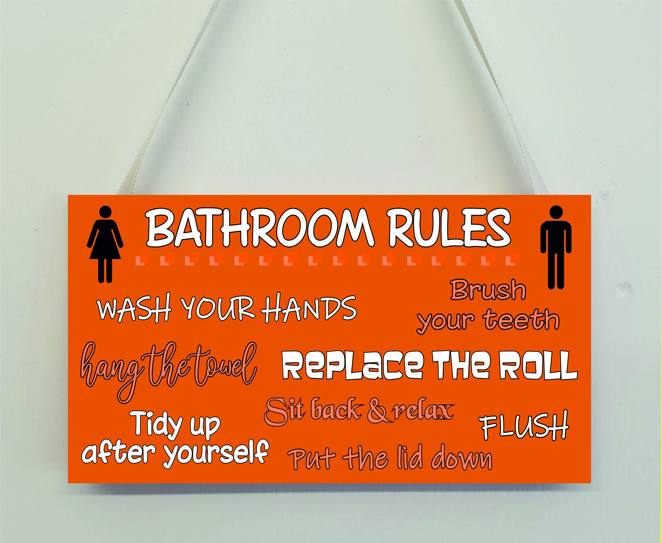 Bathroom Rules Sign Plaque Handmade Bath Toilet Cloakroom Etsy