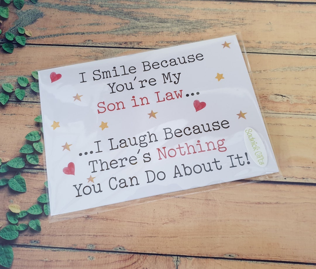 Son in Law Birthday Card I Smile I Laugh Because There's Nothing You ...