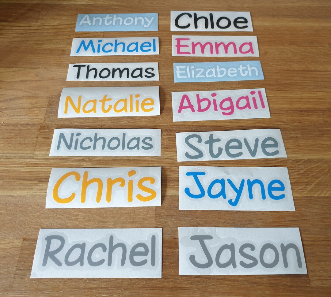 Personalised Vinyl Name Labels 1 Line Stickers Fit Water Bottles
