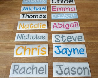 Personalised Vinyl Name Labels 1 Line Stickers fit Water Bottles Wedding décor Wine Glasses Bridesmaids Lunchboxes