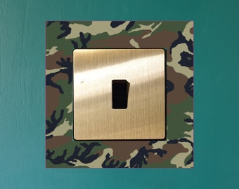 Army Camo Camouflage Pattern Electrical Light Switch Surround Printed Vinyl Sticker Decal