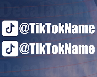 Social Media Tags - TikTok Handle Name Vinyl Stickers x2 - Business Club Shop Band Team Decals