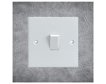 Light Grey Leather Effect Pattern Electrical Light Switch Surround Printed Vinyl Sticker Decal