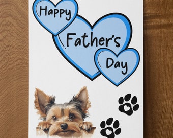 Yorkshire Terrier Father's Day Card - Nice Cute Fun Pet Dog Puppy Owner Novelty Greeting Card